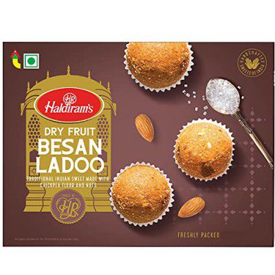 Haldirams Mithas Besan Ladoo - Dry Fruit, 400g, Indian Sweets Diwali gift pack