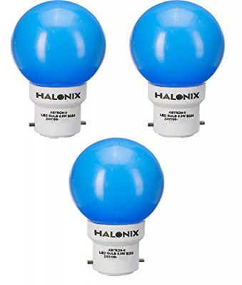 Halonix B22 0.5-Watt Led 0.5W Night Bulb (Pack of 3, Blue, Round)