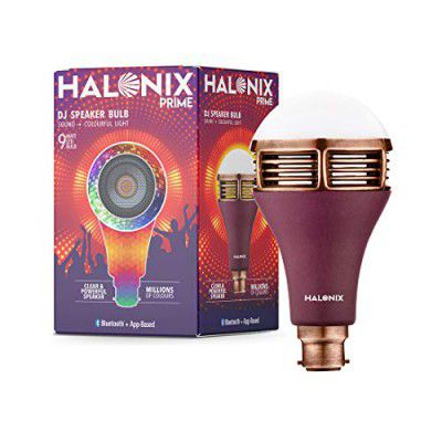 HALONIX Prime DJ Speaker 9W Base-B22 Millions Color Smart Bluetooth led Bulb Pack of 1 (Clear & Powerful Bluetooth Speaker Colorful Light)