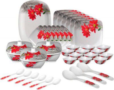 Hamlay by SIGRI-WALA Pack of 40 Melamin Red Marigold Dinner Set  (Multicolor)