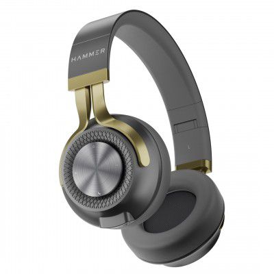 HAMMER Bash 2.0 Over The Ear Bluetooth Headphones Mic, Upto 8 Hours Playtime, Bluetooth 5.0 (Grey)