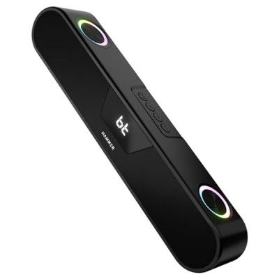 HAMMER Beatbox Bluetooth Soundbar 24W Output, RGB Lights, AUX, USB, TF Card & TWS Connectivity, Upto 8Hr Playtime, 52mm Drivers, Easy to Carry, BT Speaker (Black)