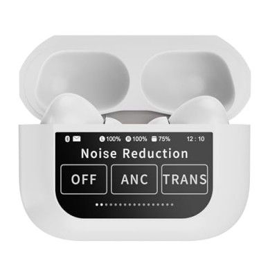 HAMMER Screen TWS ANC (32dB), Smart Touch Display True Wireless Buds, Type-C Fast Charging, Bv5.4, Find My Earbuds, 4 Mics ENC for Clear Calling, Transparency Mode, EQ Mode (White)