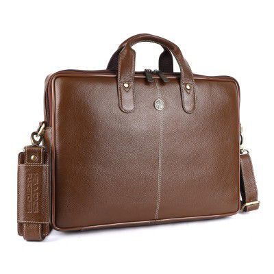 HAMMONDS FLYCATCHER Genuine Leather Office Bag for Men - 15.6 Inch Laptop Bag for Men, Professional Leather Bag for Men - Adjustable Straps and Multiple Compartments - 1 Year Warranty - Brushwood