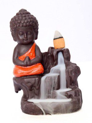 HandiArt STORE, Red Buddha Smoke Fountain with Incense Holder for Decoration, Incense Cone Holder