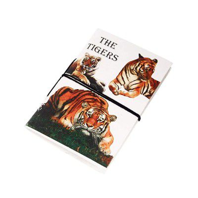 Handicrafts Paradise Hand Made Unrulled Paper Notebook Journal Sketch Book with Tiger Design On The Cover 7.75 Inch X 5.25 Inch