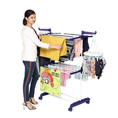 Happer Premium 2 Layer Cloth Drying Stand, Compact Jumbo (Blue) Plastic