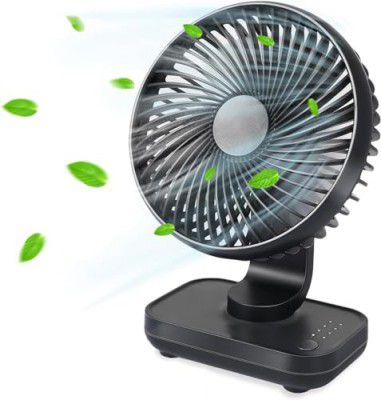 Happyyami Portable Fan, USB Desk Fan, Mini Fan Rechargeable, USB Fan with 4000mAh Battery, 4 Speeds 90° Adjustable Small Quiet Personal Cooling Fan, 3-blade Turbine Style Fan for Home Office