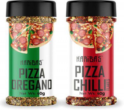 HARIBAS Combo Chilli Flakes and Oregano Powder, Pizza Dominos Seasonings (80 g)