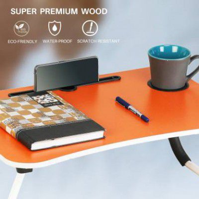 HARIOM ALL IN ONE STUDY TABLE Wood Portable Laptop Table  (Finish Color - ORANGE, Pre Assembled)