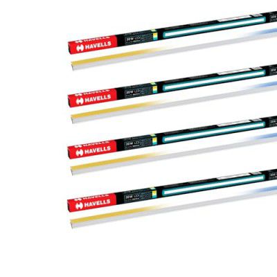 Havells 3 in 1 Triyca 20W LED Batten | 2000 Lumen Light Output| Three Color temperatures (3000K,4000K,6500K)| Surge Protection up to 4kV| | Made in India| Pack of 4