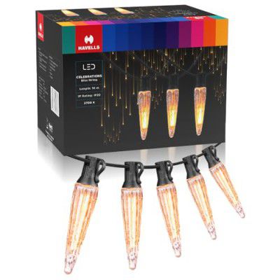 Havells Celebrations Bliss String Light for Indoor Festival Decoration (3 Metre,10 Feet, 16 Bulbs & 2 Spare Bulbs)