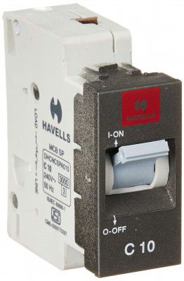 Havells Coral Ebony 10A Single Pole C Mini MCB (White, Pack of 4)