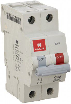 Havells DHMGCSNF063 PVC Plastic 63A MCB SPN C Curve (White)