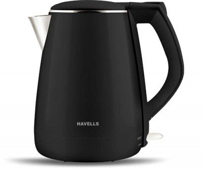 Havells Electric Kettle Aqua 1.2 LTR Black 1500W Steel Inside with Auto Shut