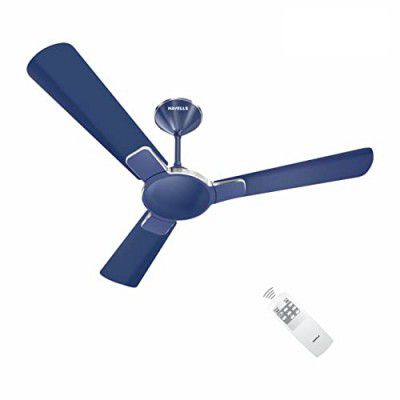 Havells Enticer Decorative BLDC 1200mm Energy Saving with Remote Control 5 Star Ceiling Fan (Indigo Blue Chrome, Pack of 1)