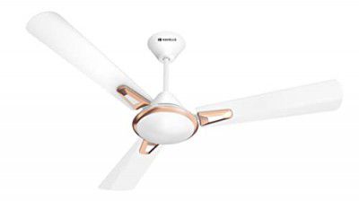 Havells Festiva Prime ES 1200mm Decorative Ceiling Fan with 100% Pure Copper|Watt: 55|Air Flow: 225 cmm|Speed: 390 RPM|65 dB (Pearl White LT Copper)