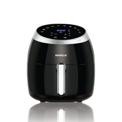 Havells Grande Air Fryer with Aero Crisp Technology, 6.5 Litre Large Pan Capacity, 10 Pre- Set Menu, Touch Screen, Digital Display & 2 Year Warranty, 6.5 liter, Black