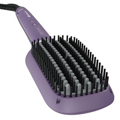 Havells HS4201 50 Watts Keratin Infused Hair Straightening Brush with Temperature Control, suited for all hair types, comes with Worldwide Voltage (Purple)