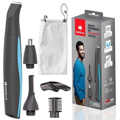 Havells Multi Grooming Kit Gs6532, 5-In-1 With Protective CombsWith Pouch, Corded Electric (Grey) - Men