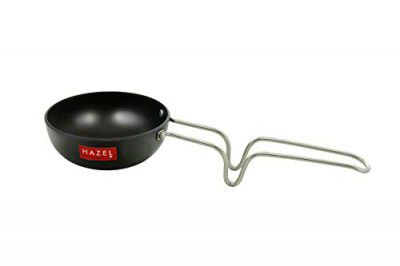 HAZEL 2.3 mm Hard Anodised Tadka Pan Aluminium Anodized Vaghariya Pan, 250 ml, 11 cm, Black