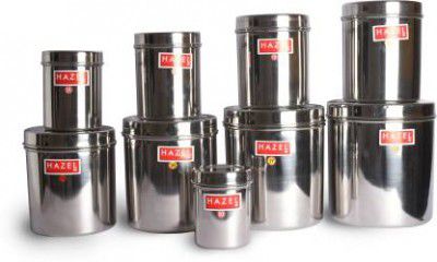 HAZEL Alfa Premium Heavy Gauge Stainless Steel Ubha Dabba Containers Set (800 ml to 6 ltr) - 800 ml, 4000 ml, 1900 ml, 2500 ml, 6000 ml, 1400 ml, 5000 ml, 3300 ml, 1150 ml Steel Grocery Container  (Pa