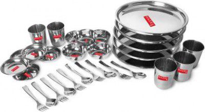 HAZEL Pack of 30 Stainless Steel Alfa Premium Ranage Heavy Gauge Stainless Steel 30 Pc Dinner Set Dinner Set