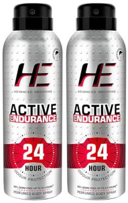 He Active Endurance Perfumed Body Spray, 150ml For Today's Active Men, 24 Hour Odor Protection* 99% Germ Free Up To 24 Hours (Pack of 2)