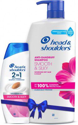 HEAD & SHOULDERS Dandruff Care Pack, Smooth & Silky 1 L Shampoo & 2in1 180ml Shampoo+Conditioner (1180 ml)