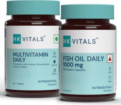 HEALTHKART HK Vitals Multivitamin + Fish Oil (30N tabs+ 30N Softgel caps), 2 Piece(s)/Pack  (60 No)