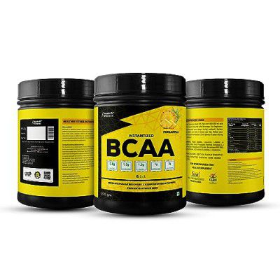 Healthvit Fitness BCAA Supplement powder for Workout | L-Leucine, L-Isoleucine and L-Valine in the ratio of 2: 1: 1 with L-Glutamine & L-Citrulline Malate – 200g Pineapple Flavor