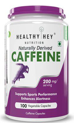 HealthyHey Caffeine Capsules (200 mg) - 100 Veg Capsules (Pack of 1)