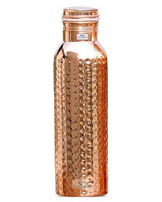 Heart Home Copper Hammered Design Leak Proof Water Bottle For Home, office, Traveling. 1 Ltr (Brown)