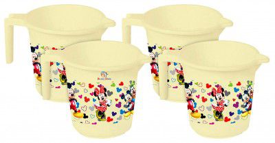 Heart Home Disney Team Mickey Print 4 Pieces Unbreakable Strong Plastic Bathroom Mug,500 ML