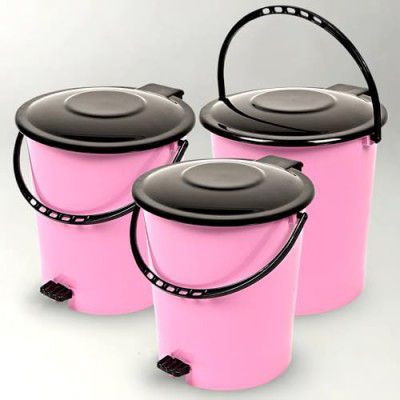 Heart Home Pack of 3 Pedal Dustbin | Dustbin Lid | Garbage Bin Handle | 10 LTR | Pink