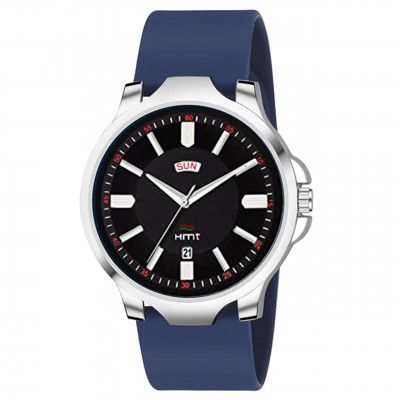 HEMT Blue Dial Date Display Soft Silicone Strap Watch