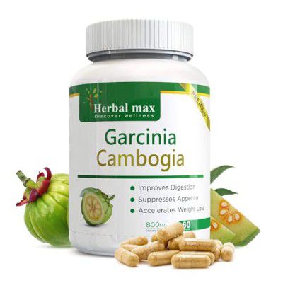 Herbal max Garcinia Cambogia Capsule with 70% HCA & Green Tea Extract, 60 Capsules (800mg) | Natural Weight Management | Improves Digestion for Men & Women