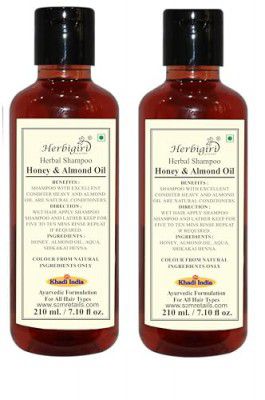 Herbigiri Natural Herbal Honey & Almond Shampoo, Yellow, 420 ml, 2 Count