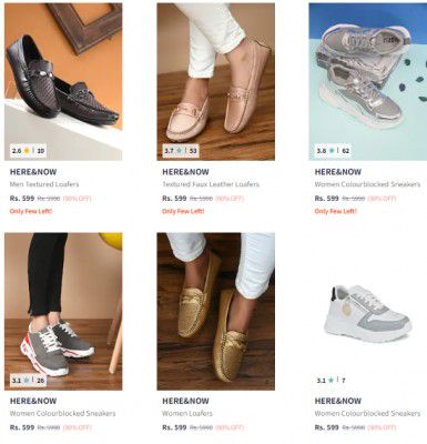 HERE&NOW Footwear Upto 90% Off