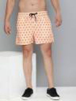 HERE&NOW  Printed Men Orange Regular Shorts