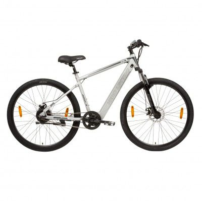 HERO LECTRO C4E 700C Single Speed City Hybrid Electric Cycle | 5.8 ah IP67 Rated Battery | Front Suspension with Dual Disc Brakes | Grey | Ideal Age 12+ Years