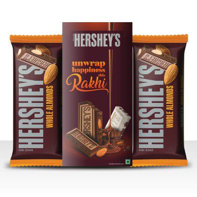 Hersheys Bar - Rakhi Gift Pack Hersheys Bar - Rakhi Gift  (Almond Bar 100 gm Pack of 2 + Rakhi ), 2 x 100