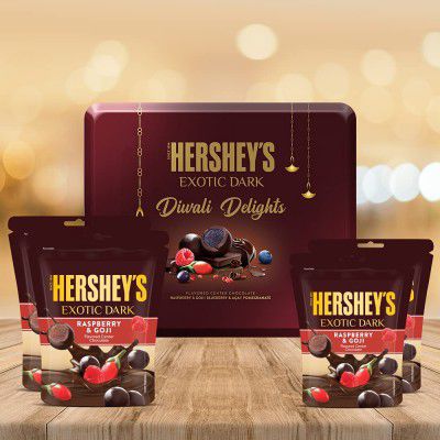 HERSHEYS Exotic Dark - Diwali Delights Gift Pack Raspberry & Goji 266g, Chocolate