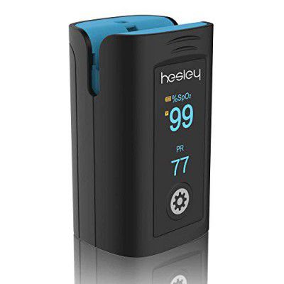 Hesley Pulse Oximeter Fingertip, Oxygen Saturation Monitor Plethysmograph and Perfusion Index, Heart Rate and SpO2 Levels Meter with LED Display for Adult (Blue and Black)