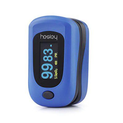 HesleyPulse Oximeter (SpO2) Blood Oxygen Saturation Monitor with Pulse Rate Measurements and Pulse Bar Graph. OLED Display, Blue