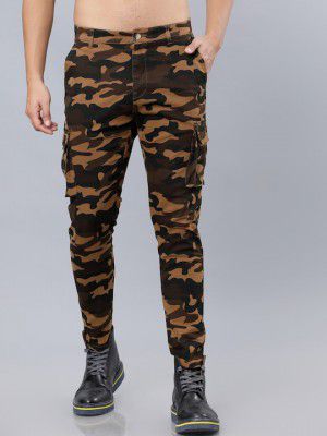 HIGHLANDERMen Khaki Slim Fit Printed Cargos