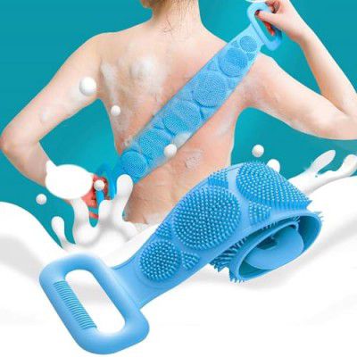 HIKIN SUPERMARKET™ Silicone Body Back Scrubber, Double Side Bathing Brush for Skin Deep Cleaning Massage, Dead Skin Removal Exfoliating Belt for Shower, Body Brush for Bathing (Multi Color)