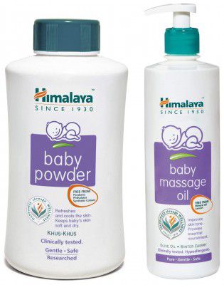 Himalaya Baby Powder, Pack of 700g and Massage Oil (500ml) Combo