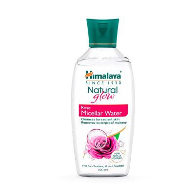 Himalaya Natural Glow Rose Micellar Water 100ml, Cleanser for Soft Skin, Remove waterproof makeup, Cleanses Oil, Dirt, Impurities and get Glowing Skin