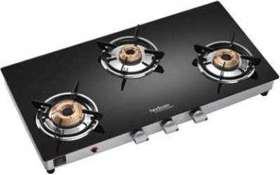 Hindware ARMO Plus GL 3B AI Glass, Steel Automatic Gas Stove  